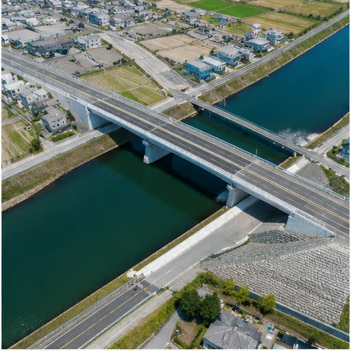 ○○大橋 周辺道路整備